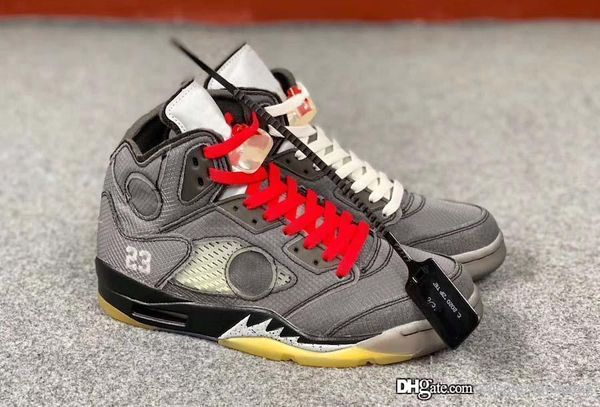 

new jumpman off air 5 white retro men basketball shoes black muslin textile mesh upper 3m reflective 5s sports sneakers ct8480-001 with box