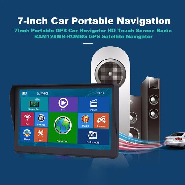 

7 inch portable gps car navigator hd touch screen radio 128mb-rom8g gps satellite navigator