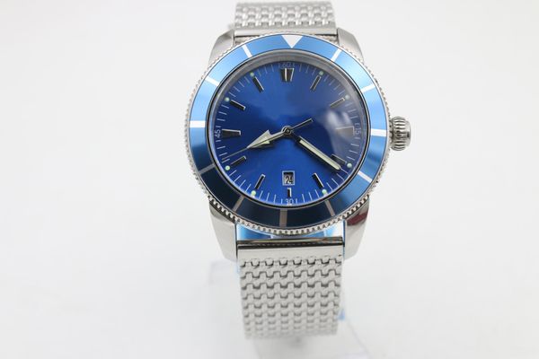 

2020 luxury superocean 44mm blue face pin buckle men s watch casual sapphire original buckle classic style christmas gift, Slivery;brown