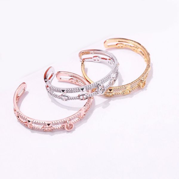 

2020 fashion jewelry cubic zirconia punk cuff bracelets for women gift ing, Black