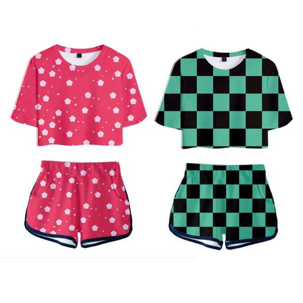 

new t-shirt cosplay costume demon slayer: kimetsu no yaiba kamado tanjirou nezuko kochou shinobu t shirt iguro obanai short tees, White;black