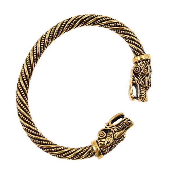 

punk rock fabala wristband bracelets adjustable wolves head cuff vintage, Black