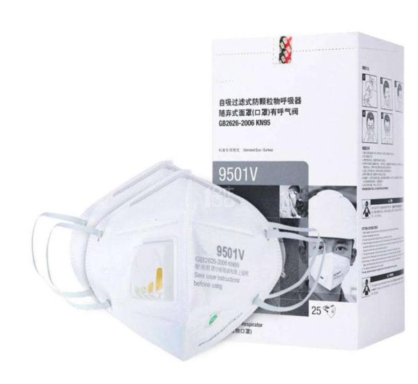 

2020 DHL Бесплатная доставка маска 9502+ 9501+ 9542v 9001v с респираторов Valve Маска против пыли Защитный пыле РМ2,5 Защитная маска