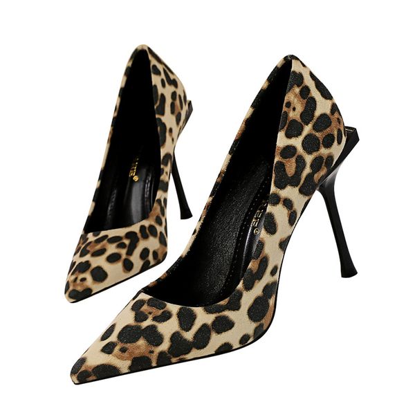 

spring women's shoes fashion leopard female pumps elegant women's shoes high heels shallow mouth pointed toe oulyyyogo, Black