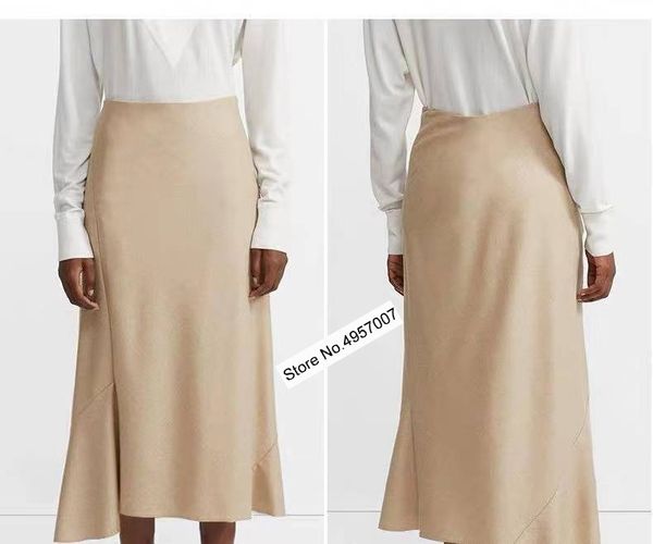 

elfbop ladies caramel/black solid color wool 100% asymmetric wrap long skirt