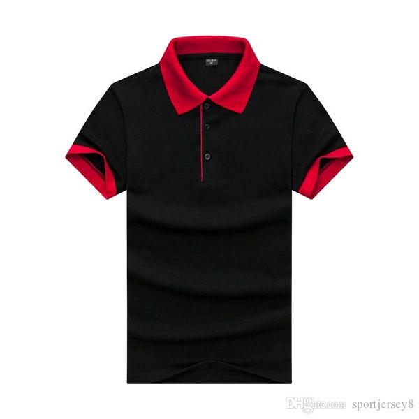 

comfortable beaded contrast lapels slim polo summer men black spelled red sleeve t-shirt jh-016-030