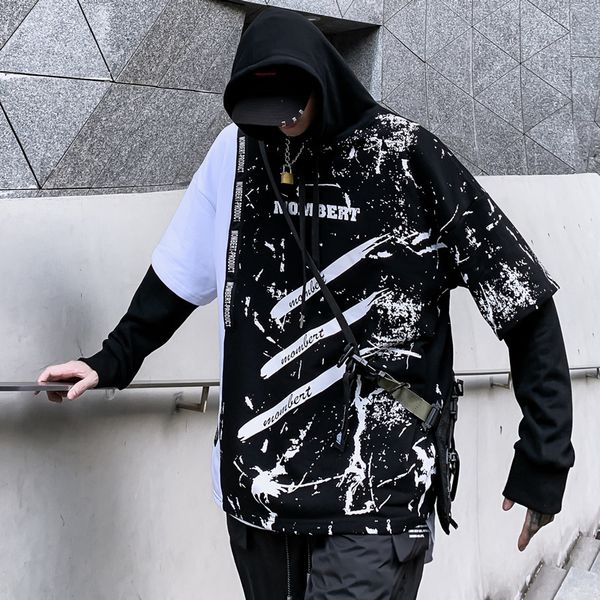

hoodies letter printing bring midnight 2019 high street will letter hip-hop boy printing even midnighthoodie hoodie, Blue;black