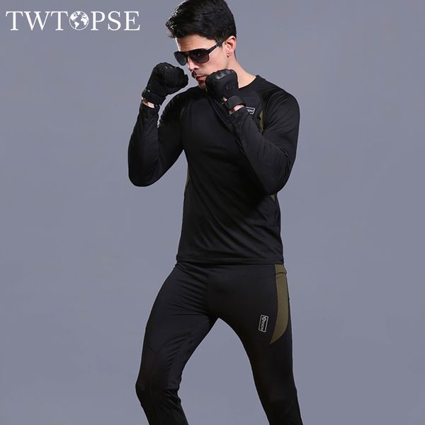

twe men winter cycling base layers spors underwear suit warm fleece mtb bike bicycle clothes sports skiing skateboarding set, Black;red