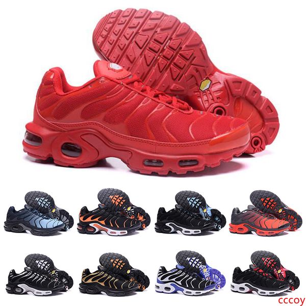 

fashion tn pus mens womens running shoes triple black white blue red runners mens trainers breathable sneakers size 40-45