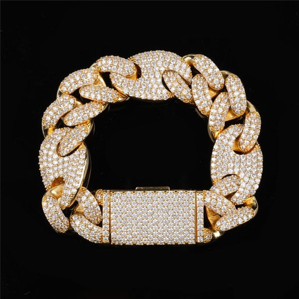 

mens hip hop jewelry gold plated prong setting cz stone diamond stone miami cuban bracelet gift, Black