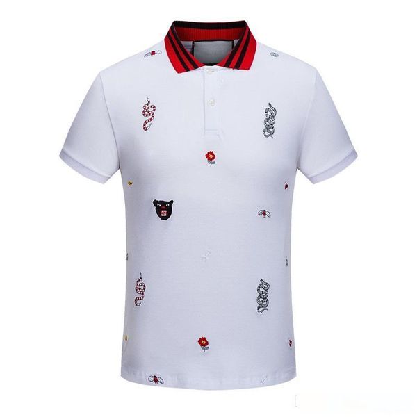 

19ss the new summer snake bee embroidery cotton lapels mens designer t shirts fashion cultivate morality red collar designer shirts, White;black