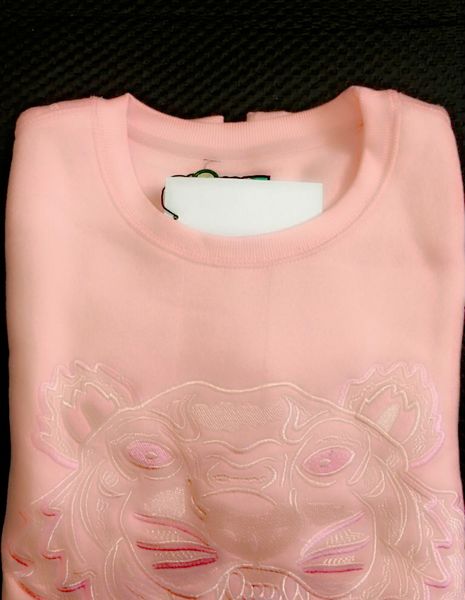 

mens womens designer embroidery tiger head jumper sweater long sleeve o-neck pullover hoodies kz sweatshirts pink high quality, Black