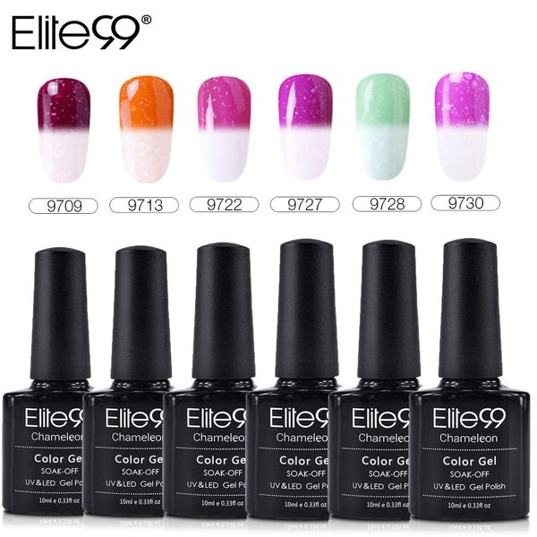

elite99 6pcs/set snowy thermal gel nail polish soak off temperature color changing uv gel polish nail art hybrid varnish lacquer, Red;pink