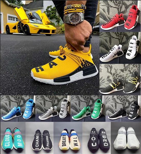 

2019 whole ale human race trail hoe men women pharrell william yellow noble ink core black red white ca ual hoe neaker big ize 5 12