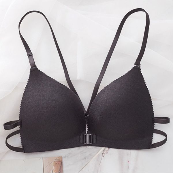 

women backless seamless bras lingerie invisible bra push up bralette front closure strap underwear, Red;black