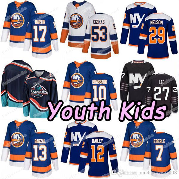 

youth 10 derick brassard brock nelson lehner new york islanders eberle mathew barzal anders lee casey cizikas josh bailey matt martin jersey, Black;red