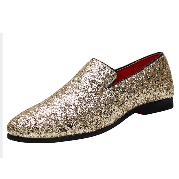 

glitter sequins mens loafers party shoes men suit sizes37-48 british style silver gold office shoes men black dress shoes sapatos italiano