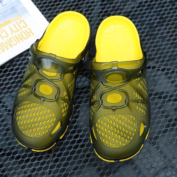 

дизайнерские легкие тапочки камуфляжный асфальт летние мужские выдолбленные дышащие пляжные шлепанцы повседневные босоножки на плоской подош, Black