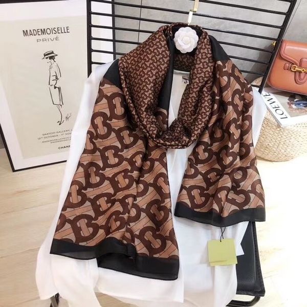 

6high качество 2019fashion осень и зима бренд шелковые шарфы вневременной классический, супер длинный платок модные женские мягкие шелковые, Blue;gray