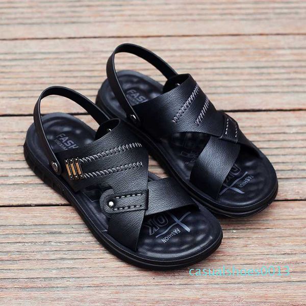 

fashion mens gladiator sandals summer outdoor comfortable mens sandals handmade men beach soft bottom men's c13, Black