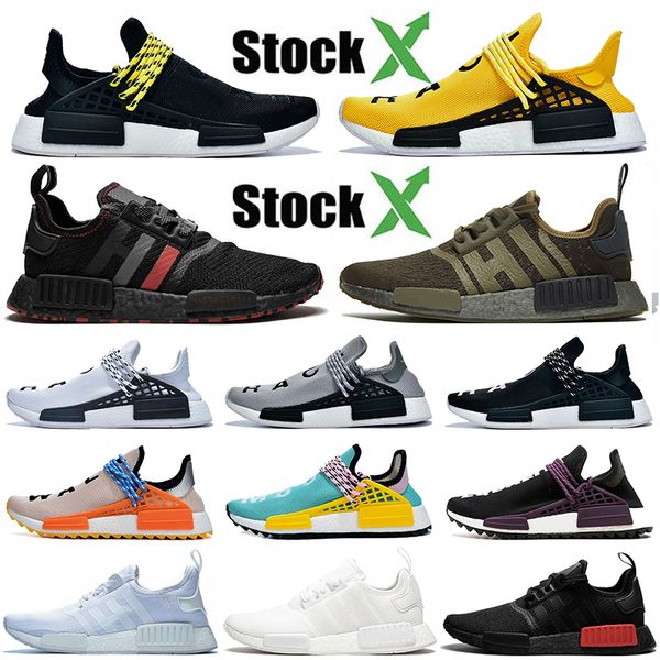 

designer nmd r1 human race men women running shoes stock x trainer brand black yellow lace military green bred sport sneakers 36-45