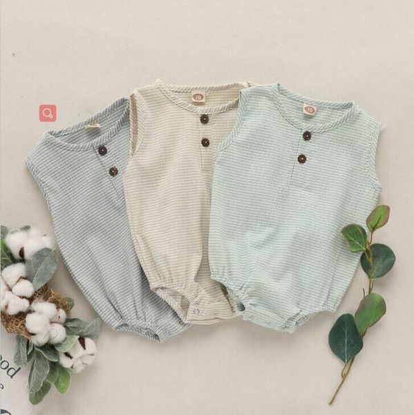 

baby rompers infant boys girls triangle jumpsuits newborn summer solid sleeveless bodysuit boutique cotton linen oneise playsuits byp439, Blue