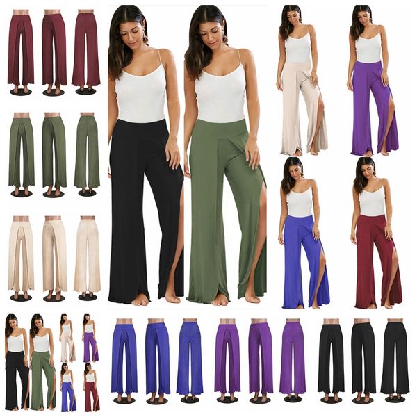 

2022 european american fashion personality pants pure color high waist open fork yoga pants support mixed batch, Black;white