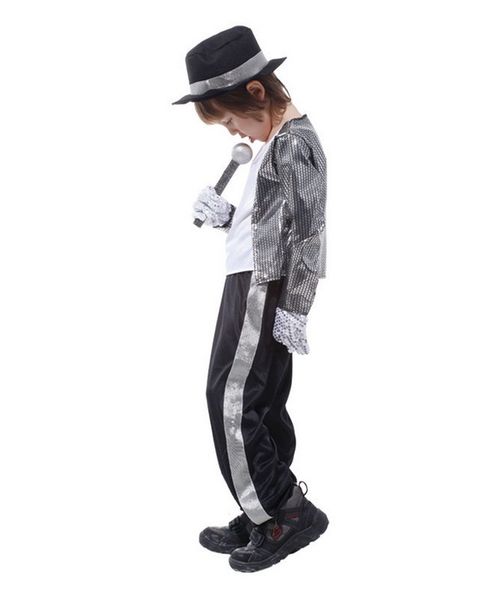 

boys halloween costume michael jackson billie jean child fancy dress costume kids performance clothing dance wear sets, Black;red