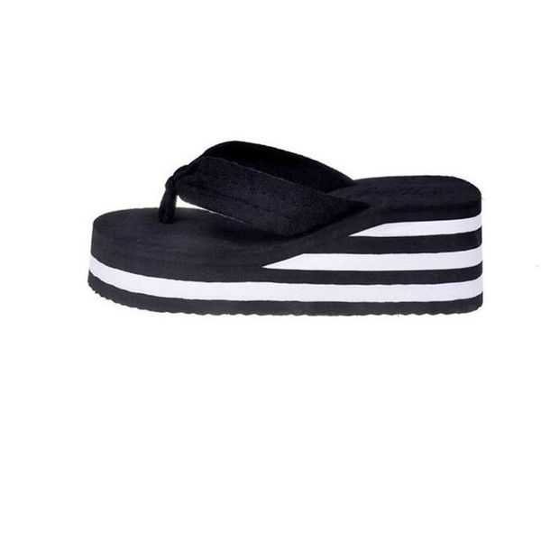 

ladies wedges slippers high platform flip flops 2019 women summer slippers high heels slipper beach wedges sandals ladies thick pantufas, Black