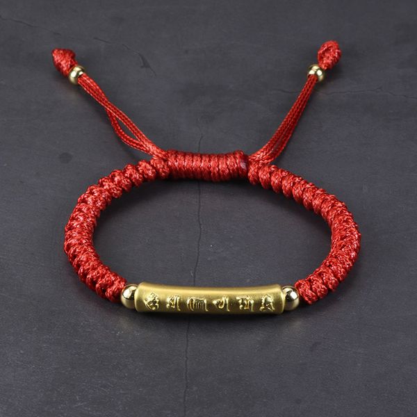 

999 pure silver chinese knot bracelets mens lucky red rope six words om braided bracelet tibetan meditation buddhist jewelry, Golden;silver