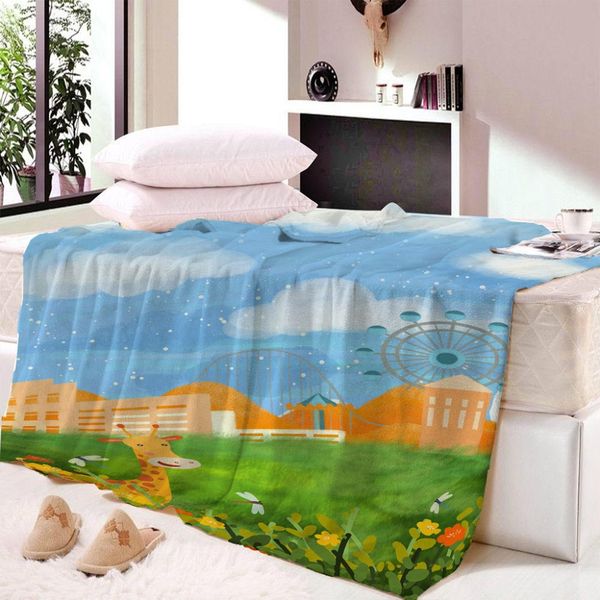 

ferris wheel park blanket soft summer scenery beach towel blanket throws bedsheet travel sheets air conditioning