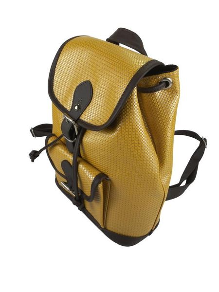 

handmade brown ,yellow faux leather. backpack unisex