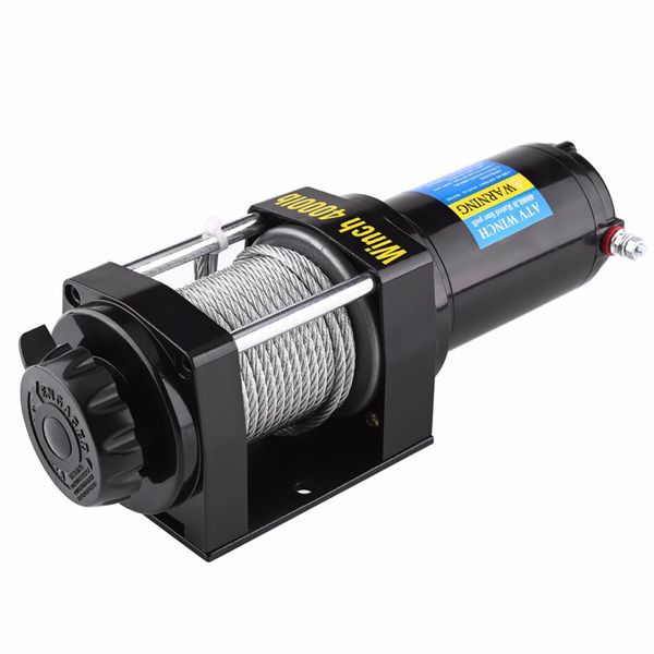 

dc 12v 4000lbs electric winch recovery tools kit atv trailer truck car steel cable winch quad bike boat tools