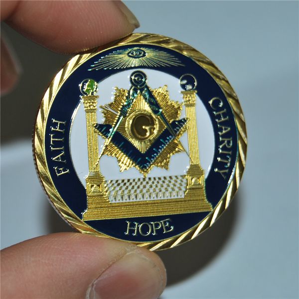 

1pcs/lot,masonic ason asonry faith charity gold challenge coin collectibles