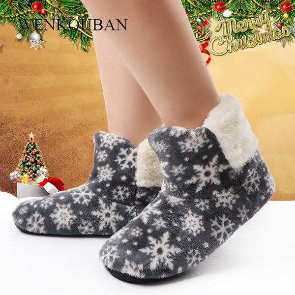 

christmas warm snnow boots women indoor ankle boots ladies plush sock shoes soft fur floor shoes botas mujer invierno, Black