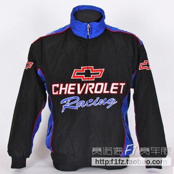 

f1 suit chevrolet zipper jacket embroidered cotton zipper coats, Tan;black