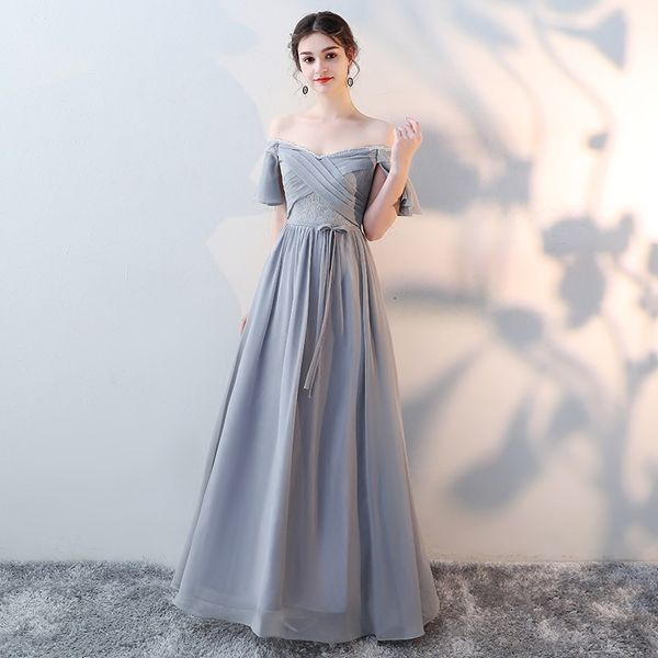

2019 new design wedding party formal graduation prom gown gray wedding ceremony for bridesmaid dresses tulle vestido s-4xl, Red