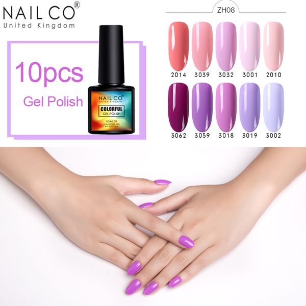 

nailco 8ml 130 colors soak off gel polish 10pcs series natural resin vernis semi permanent uv hybrid laters art nail polish gel, Red;pink