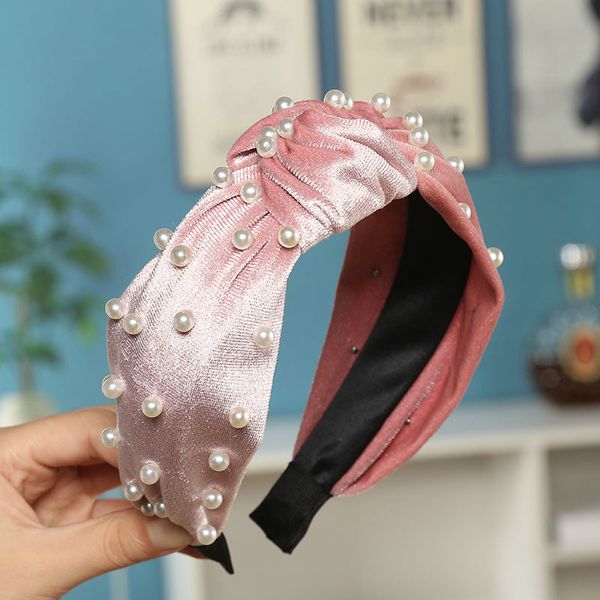 

velvet inlaid pearl headband sports hair band hairbands alice band cerchietto aliceband latest hair style with hairwear ciciq, Black;brown