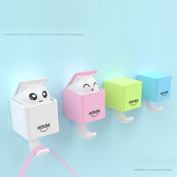 

2019 autumn new produc creative cat coat cartoon adhesive cute hanger hooks for hanging kitchen bedroom accessories tools