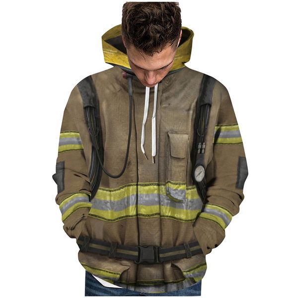 

firemen hoodies men 2019 couples print long sleeve hoodie ghostbusters sweatshirt pullover cazadora hombre felpe uomo, Black