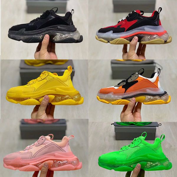 

paris crystal shoes 2019 new leather daddy casual shoes luxury designer men and women platform thick soled walking sports shoes size 35-45, Black