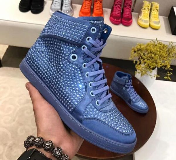 

diamond boots luxury designer men shoes leather crystal woman sports shoes platform fashion pcv thick bottom alphabetic travel shoes 34-45a3, Black