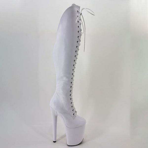 

leecabe white pu upper 20cm/8inch women's platform disco party high heels shoes pole dance boot, Black