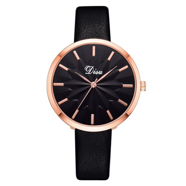 

luxury fashion lady simple dial leather belt watch sun flower quartz watch brand 2019 new gift for ladies cc, Slivery;brown