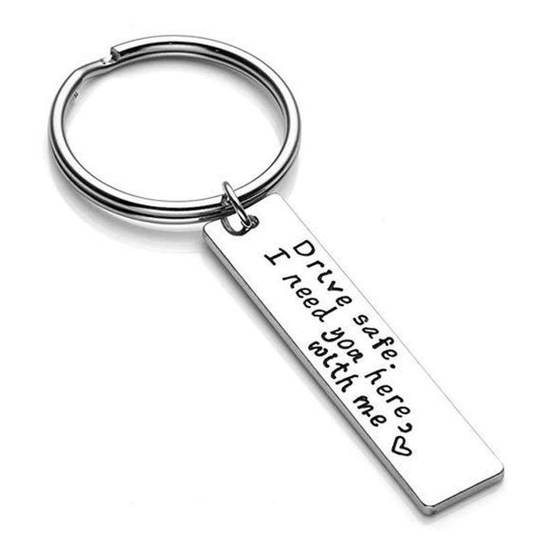 

keyring gifts engraved drive safe i need you here with me keychain couples boyfriend girlfriend jewelry key chain, Silver