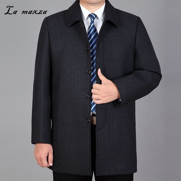 

2019 autumn winter lapel trench mens coats smart casual luxury cashmere wool overcoat for men, Black