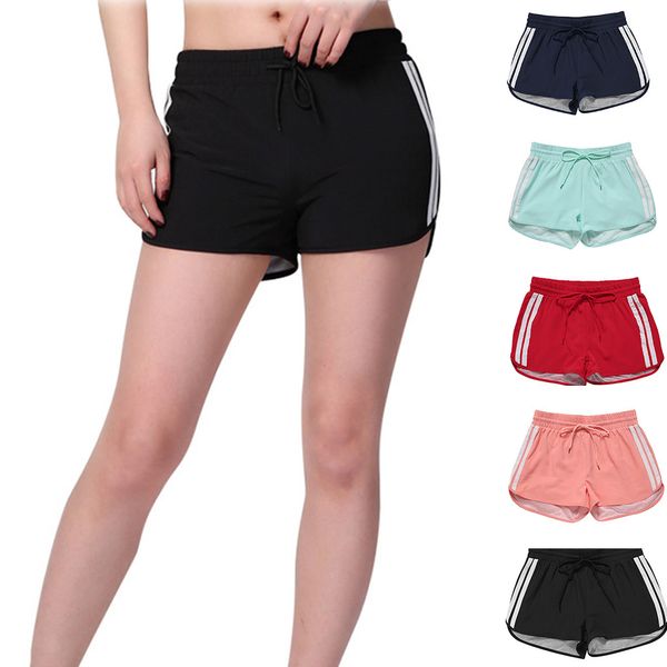 

running sport shorts women ladies shorts summer booty workout fitness elastic waist red black pink spodenki damskie, White;black