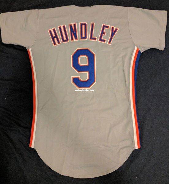 

retro russell athletic #9 todd hundley new york grey jersey piazza 91 mens stitched baseball jerseys, Black;blue