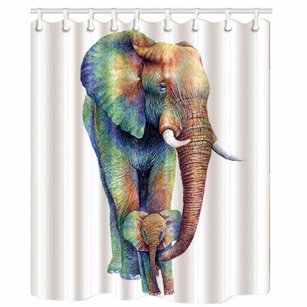2019 Watercolor African Elephant And His Son Polyester Fabric Mildew Proof Waterproof Cloth Shower Room Decor Shower Curtains From Ptdiy 21 36